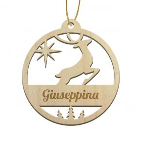 Palla di Natale con Renna di Natale e nome inciso Palla di Natale con Renna di Natale e nome inciso