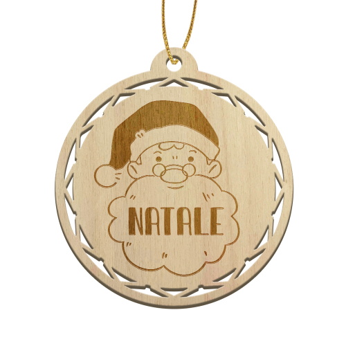 Palla di Natale in legno personalizzata spirito natalizio babbo Natale