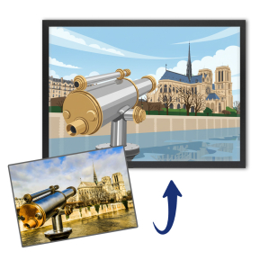 Paesaggio illustrato in stile flat design da una foto