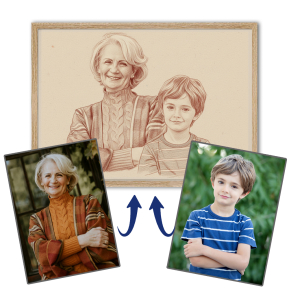 Fotomontaggio per un ritratto in stile sanguigna