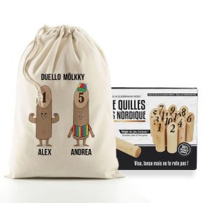 Birilli gioco finlandese con sacca personalizzata Mölkky family Birilli gioco finlandese con sacca personalizzata Mölkky family