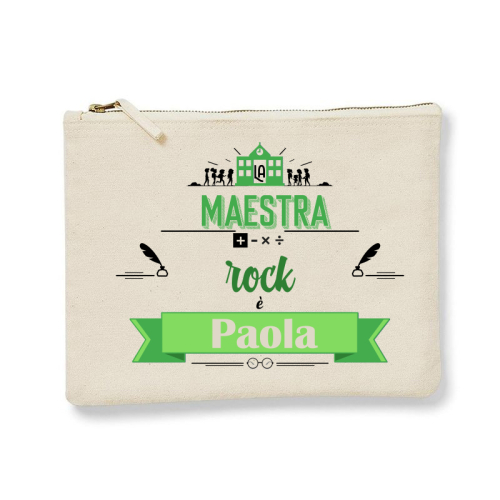 Pochette personalizzata la maestra più colore verde