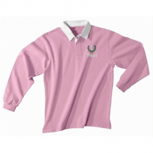 Polo rugby ricamata rosa