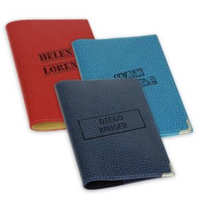 Portapassaporto in pelle personalizzato timbro