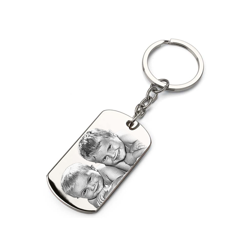 Portachiavi dog tag personalizzato con foto incisa