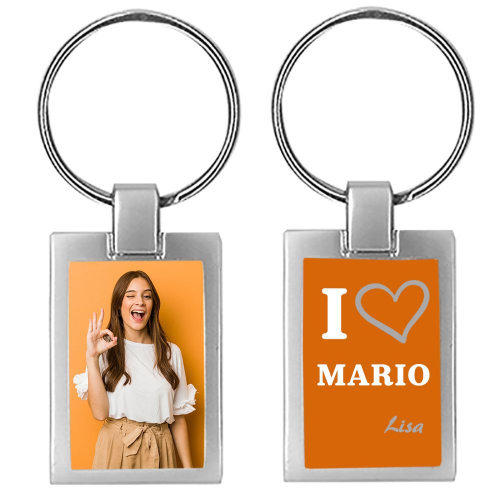 Portachiavi personalizzati con foto e scritta I love + nome