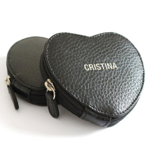 Portamonete cuore personalizzato in pelle