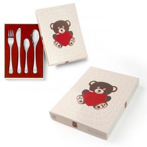 Posate bambini Orsetto cuore personalizzate Posate bambini Orsetto cuore personalizzate
