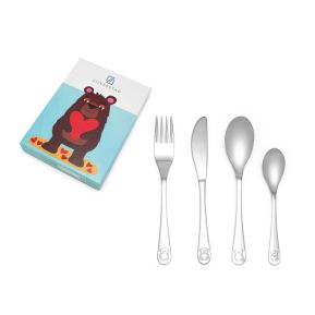 Posate bambini Orsetto cuore personalizzate Posate bambini Orsetto cuore personalizzate
