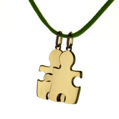 Ciondolo puzzle duo inciso placcato oro