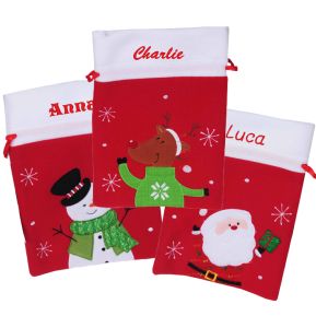 Sacco regalo per Natale rosso personalizzato