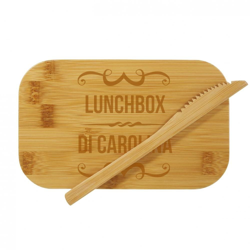 Lunch box in bambù incisa