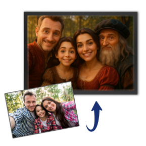 Ritratto in stile cartoon + personaggio storico da una foto