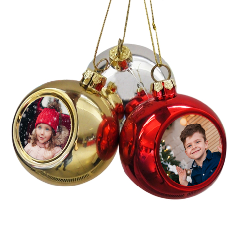 Tre palle di Natale personalizzate con foto diverse