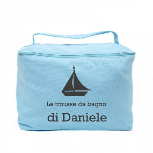 Trousse da bagno vanity case personalizzata azzurra