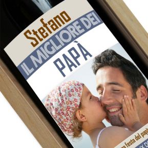 Vino con etichetta personalizzata foto papà