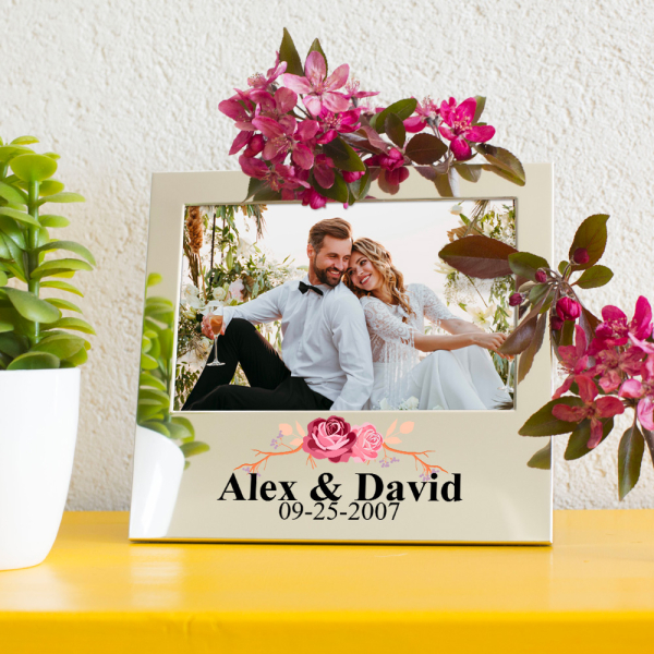 Cornice fotografica argentata personalizzata Amore