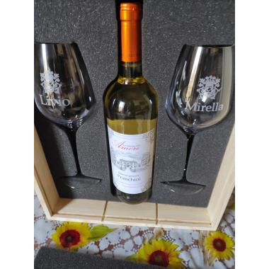 Cofanetto vino e bicchieri amore