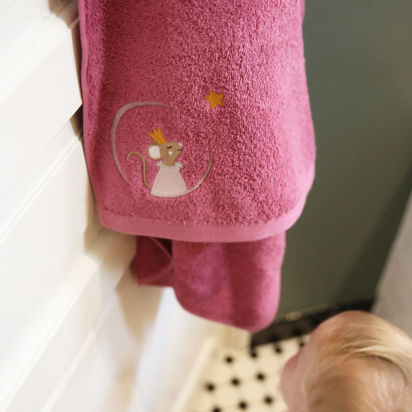 Asciugamano personalizzato bambino 70 x 140 cm - Topolino Lampone