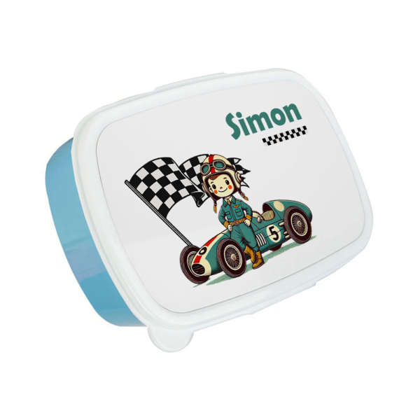 Portamerenda stampato colorato pilota Formula 1 azzurro