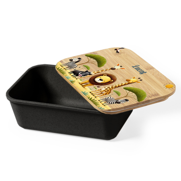 Scatola per merenda safari con coperchio in bambù