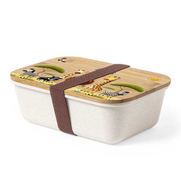 Scatola per merenda safari con coperchio in bambù