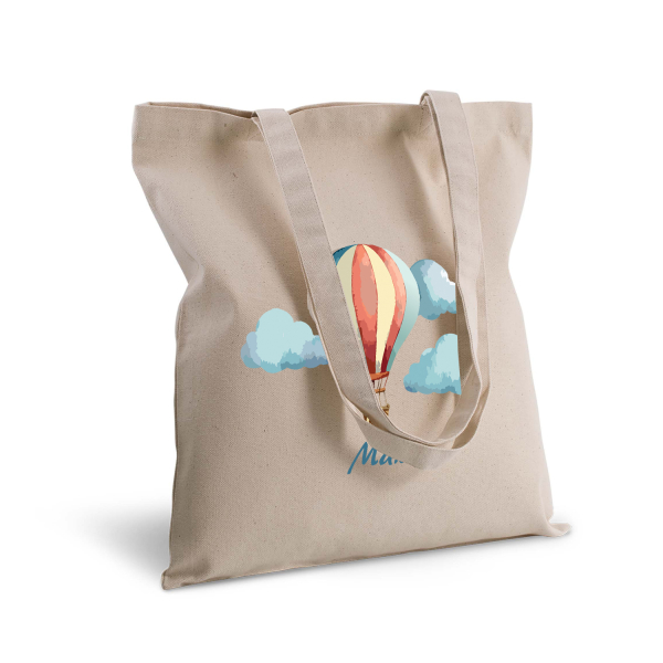 Tote bag shopper con nome e mongolfiera