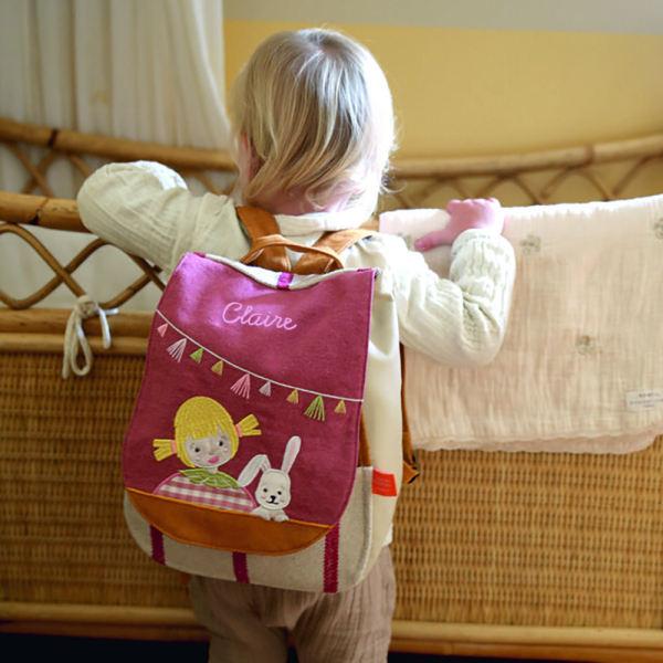 Zaino personalizzato con bambino e coniglio