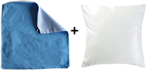 Federa bianca / azzurra e cuscino