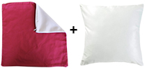 Federa bianca / lampone e cuscino