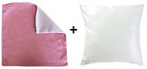 Federa bianca / rosa e cuscino
