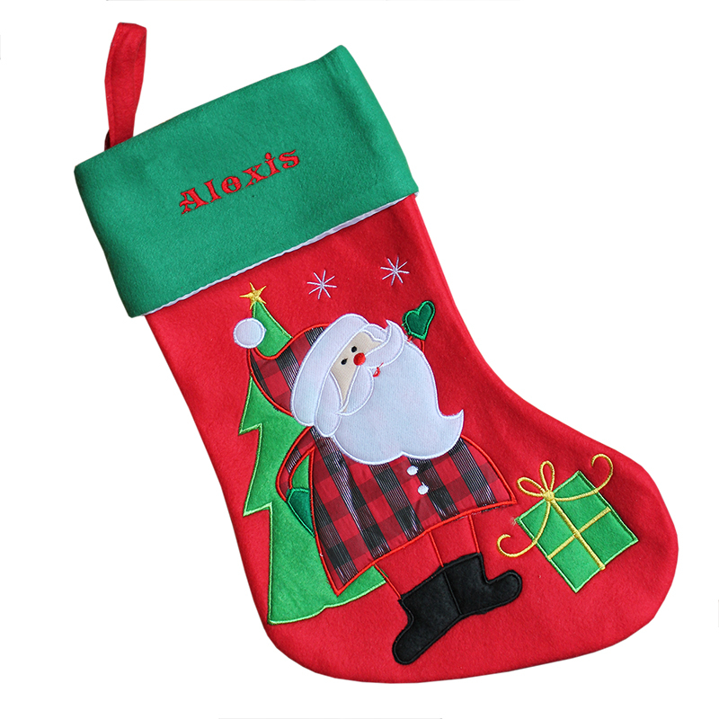 Calze Camino Natale Calze Natalizie da Appendere Rosse e Marroni con Decorazioni Natalizie con Pupazzo di Neve Babbo Natale e Renne Set da 3 - Circa 45 cm Belle Vous Calza Natalizia Ricamata 