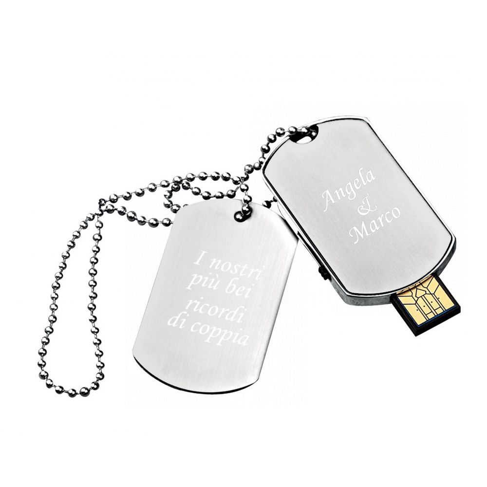 Chiavetta USB 16GB piastrina militare personalizzata con testo inciso