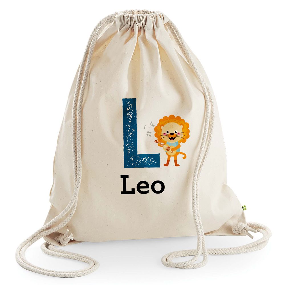 Zainetto di tela personalizzato Animalfabeto Zainetto di tela personalizzato Animalfabeto